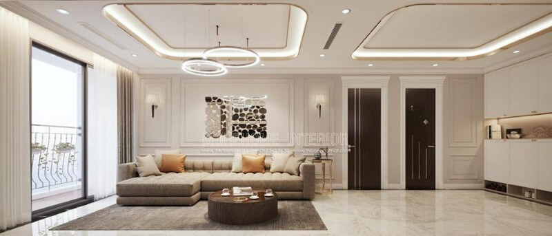 Thiết kế nội thất phòng khách chung cư tân cổ điển sang trọng Mẫu nội thất chung cư đẹp