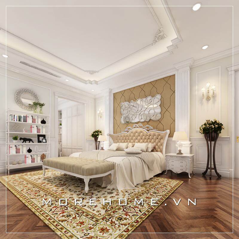 Giường ngủ biệt thự tân cổ điển Giường ngủ biệt thự tân cổ điển