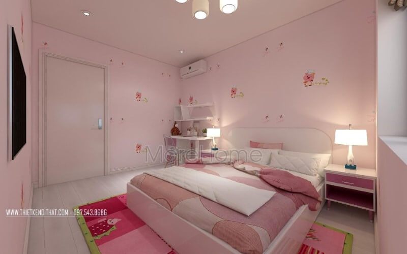 Giấy dán tường trẻ em đáng yêu với hình ảnh chú heo xinh xắn kết hợp đồ trang trí tràn ngập sắc hồng sẽ là lựa chọn tuyệt vời cho gái yêu của bạn.